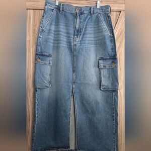 a.n.a Blue High-Rise Denim Skirt